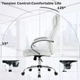 thumbnail image 3 of BestOffice Ergonomic Executive Office Chair PU Leather Computer Desk Task Chair, Adjustable High Back, Rolling Swivel with Lumbar Support, White, 3 of 7