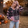 thumbnail image 6 of Meltox Womens Hooded Sweatshirt with Pocket Lightweight Fleece Pullover Long Sleeve Relaxed Fit Patchwork Graphic Hoodie Top Black L, 6 of 8