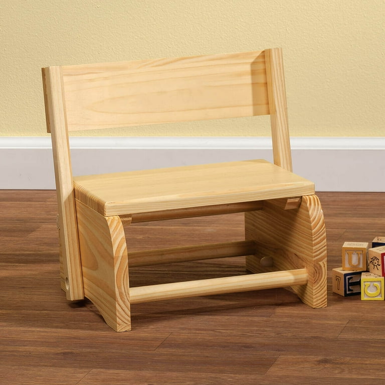 Personalized Natural Wooden 2 in 1 Chair and Stepstool