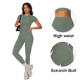 thumbnail image 7 of Two Piece Outfits for Women Fitted Crew Neck T-shirt High Waist Leggings Biker Shorts Matching Sets Streetwear, 7 of 7