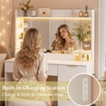 thumbnail image 5 of Tomnk Vanity Desk with Mirror and Lights, 35.4" Makeup Vanity with 4 Drawers and 7 Storage Shelves, Power Outlet, Dressing Table for Bedroom, White, 5 of 9