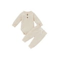 thumbnail image 1 of Gupgi Ensemble 2 Pcs pour Tout-Petit, Barboteuse à Manches Longues à Col Henley + Pantalon Décontracté, 1 of 8