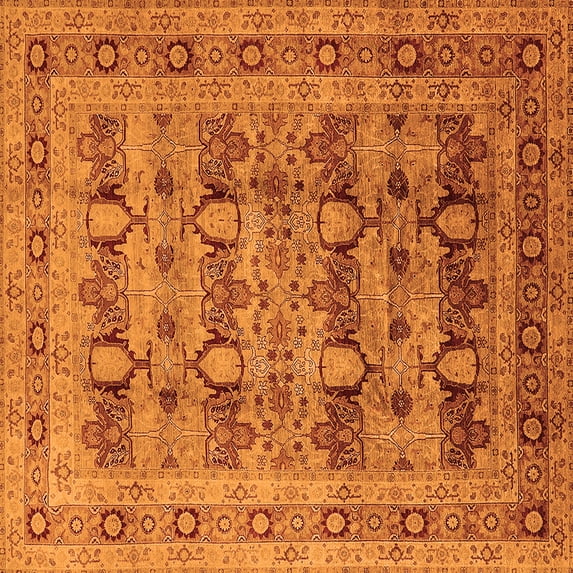 Ahgly Company Indoor Square Oriental Orange Industrial Area Rugs, 4' Square