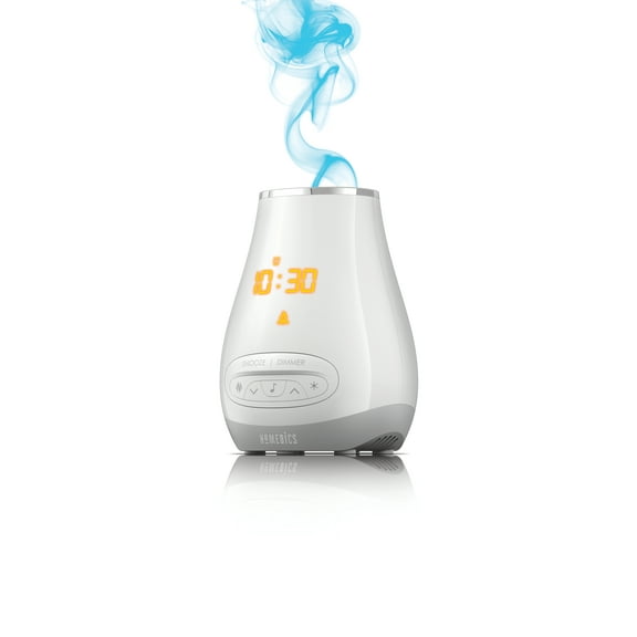 HoMedics SoundSpa Slumber Scents Alarm Clock, Essential Oil Diffuser & White Noise Machine,  6 Soothing Sounds, LED Lights, Auto-Off Timer, Bluetooth