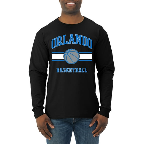 Wild Bobby City of Orlando Basketball Fantasy Fan Sports Mens Long Sleeve Shirt, Black, Small