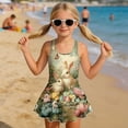 thumbnail image 3 of Tutolipy Vintage Floral Bunny Print Girls One Piece Swimsuit, Swim Dress Girls One Piece Bathing Suit with Skirt for Summer Vacation Beach Size 12-13 Years, 3 of 8