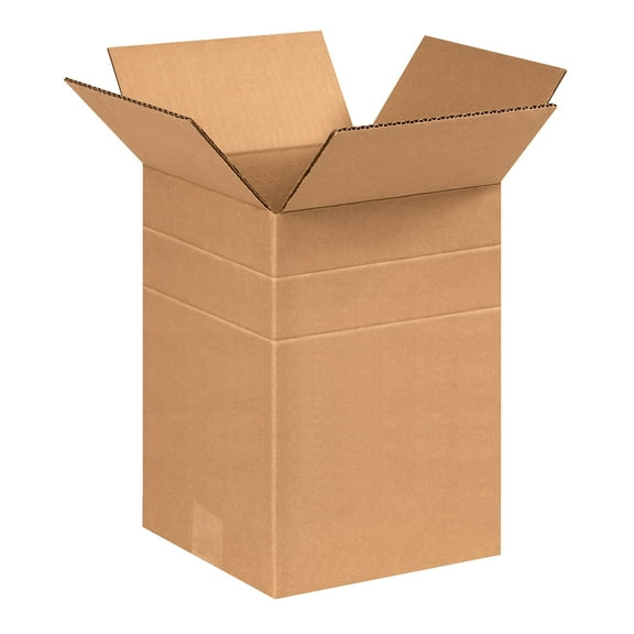 The Packaging Wholesalers Multi-Depth Corrugated Boxes 8 1/2" x 8 1/2" x 12" Kraft 25/Bundle