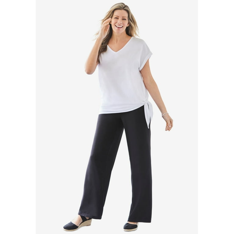 Woman Within Women's Plus Size Tall Pull-On Elastic Waist Soft Pants
