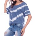 thumbnail image 3 of Women Gradient Tie-Dye Printed Pocket Side Split Crew Neck Short Sleeves Shirt, 3 of 7