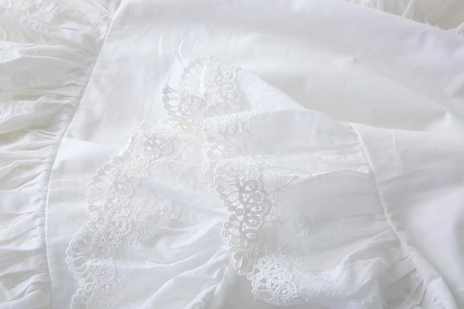 White Pillow Shams with Lace Ruffles Vintage Shabby Chic Pillowcases Pillow Covers Cotton King Size 20"X36" Luxury Elegant 2-Pack