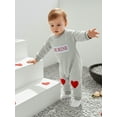 thumbnail image 6 of BemeyourBBs Newborn Baby Boy Valentines Day Romper Outfits Waffle Knit Stripe Romper Cute Letters Heart Embroidery Long Sleeve Jumpsuit Spring Clothes, 6 of 9