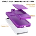 thumbnail image 3 of Decase Compatible with Apple iPhone 16E Case with Card Holder & Mirror, Military Grade Protection Hard Wallet Phone Case with Kickstand Cover fits for iPhone 16E,Shockproof Protection Cover,Darkpurple, 3 of 6