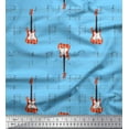 thumbnail image 1 of Soimoi Blue Georgette Viscose Fabric Notes & Guitar Musical Instrument Print Fabric by the Yard 42 Inch Wide, 1 of 5