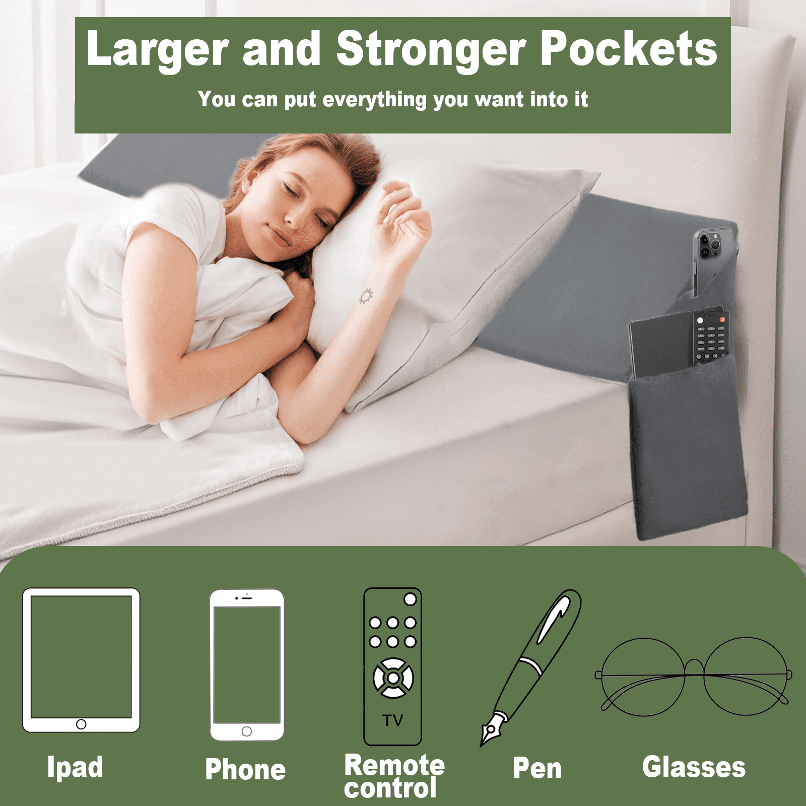 COOKEY Queen Size Bed Wedge Pillow for Headboard, 60"x10"x6" Mattress Gap Filler, Memory Foam Support for Sleep Apnea, Back Pain Relief & Sleeping Comfort, Gray