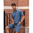 thumbnail image 5 of COOFANDY Men's Waffle Knit Polo Shirt and Shorts Set 2 Pieces Outfits Summer Suit Casual Tracksuit with Pockets, 5 of 10