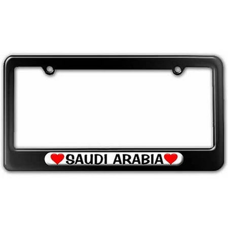 Saudi Arabia Love with Hearts License Plate Tag Frame, Multiple