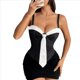 thumbnail image 1 of Top de Vestir de Negocios para Mujer con Tirantes Finos, Escote Bajo y Rayas en Contraste y Lazo Negro S, 1 of 10