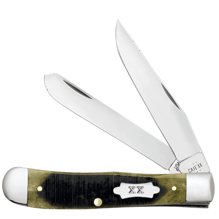 Case XX Knives Trapper Sawcut Olive Green Bone Stainless Pocket Knife