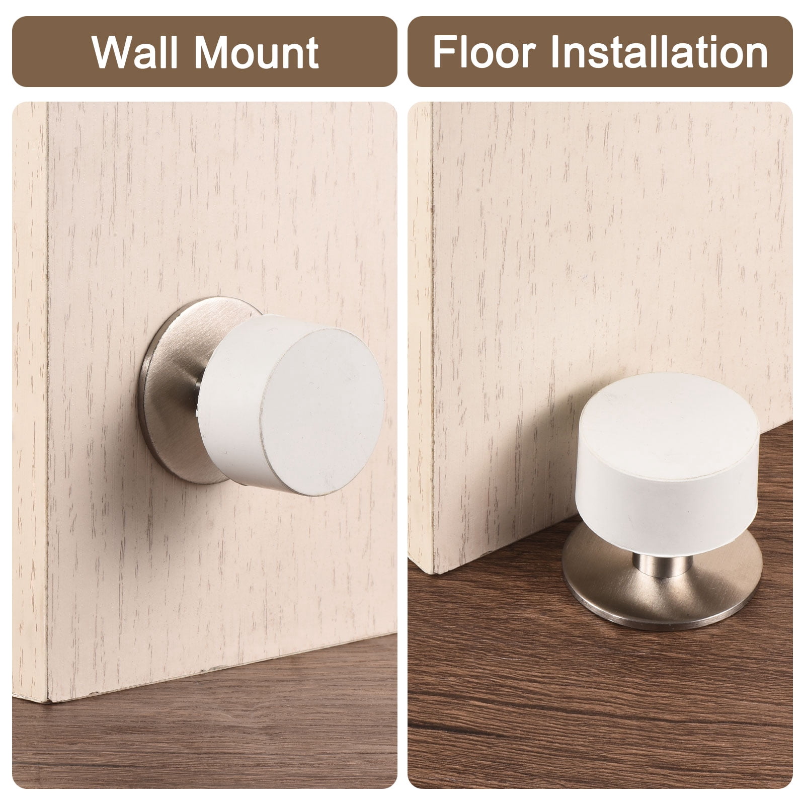 Uxcell 4Pcs Door Stoppers, Self-Adhesive Cylindrical Door Stop Wall Protector 40mmWhite