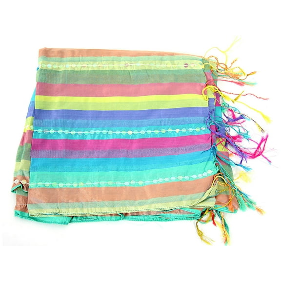 Women's Multi Colored Striped Polyester Scarf Multi Scarf Wrap 72 x 20 inches