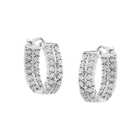 1/5 ct Diamond Hoop Earrings in Sterling Silver