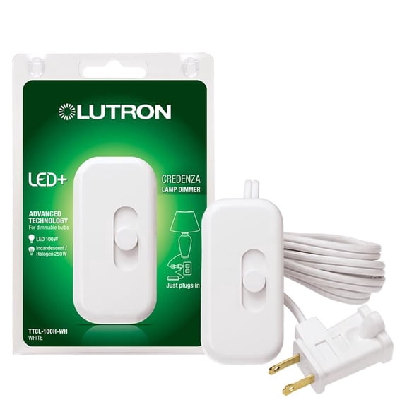 7432040,CFL/LED DIMMERS,SINGLE POLE - SLIDE SWITCH,LAMP DIMMER "CREDENZA" Color=White