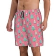 thumbnail image 2 of KLL Pastel Christmas Trees on Pink Men's Casual Summer Beach Shorts Hawaiian Shorts with Pockets-X-Large, 2 of 5