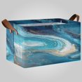 thumbnail image 2 of 2Pack Waterproof Foldable Storage Basket Medium, Metal Frame & Hollow Board Support, for Clothes and Toy Organization Aqua Gilded Waves, 2 of 8
