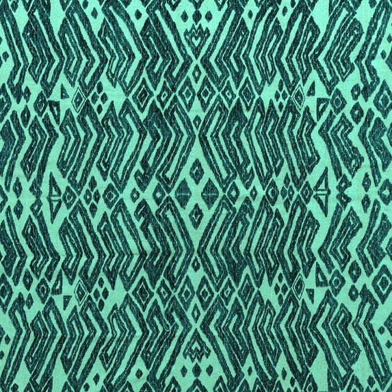Ahgly Company Indoor Square Abstract Turquoise Blue Modern Area Rugs, 7' Square