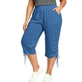 thumbnail image 3 of SwiftWear Women's Plus Size Capri Pants with Pockets Drawstring Hem Split Athletic Lounge Pants Soft Stretch Casual Summer Joggers, 3 of 8