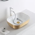 thumbnail image 5 of Strictly Sinks 19 Inch Bathroom Vessel Sink – Rectangular Gold & White Ceramic Countertop Bathroom Sink – Easy to Install Above Counter Luxurious Vessel Sink for Bathroom (19-3/4″ W x 16″ L x 6″H, 5 of 8