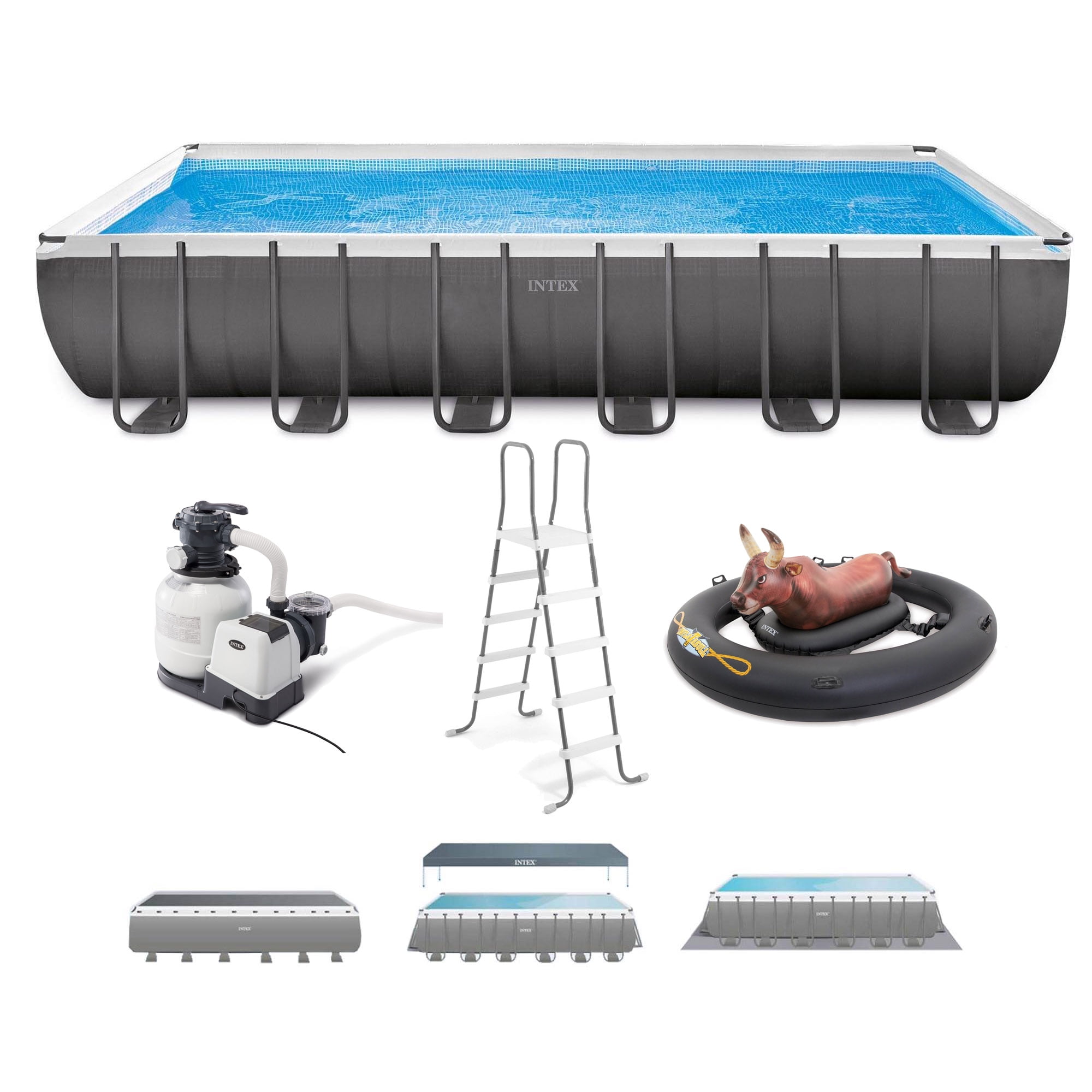 Intex 24ft x 12ft x 52in Ultra XTR Rectangular Pool and Inflatable Bull Float - Walmart.com