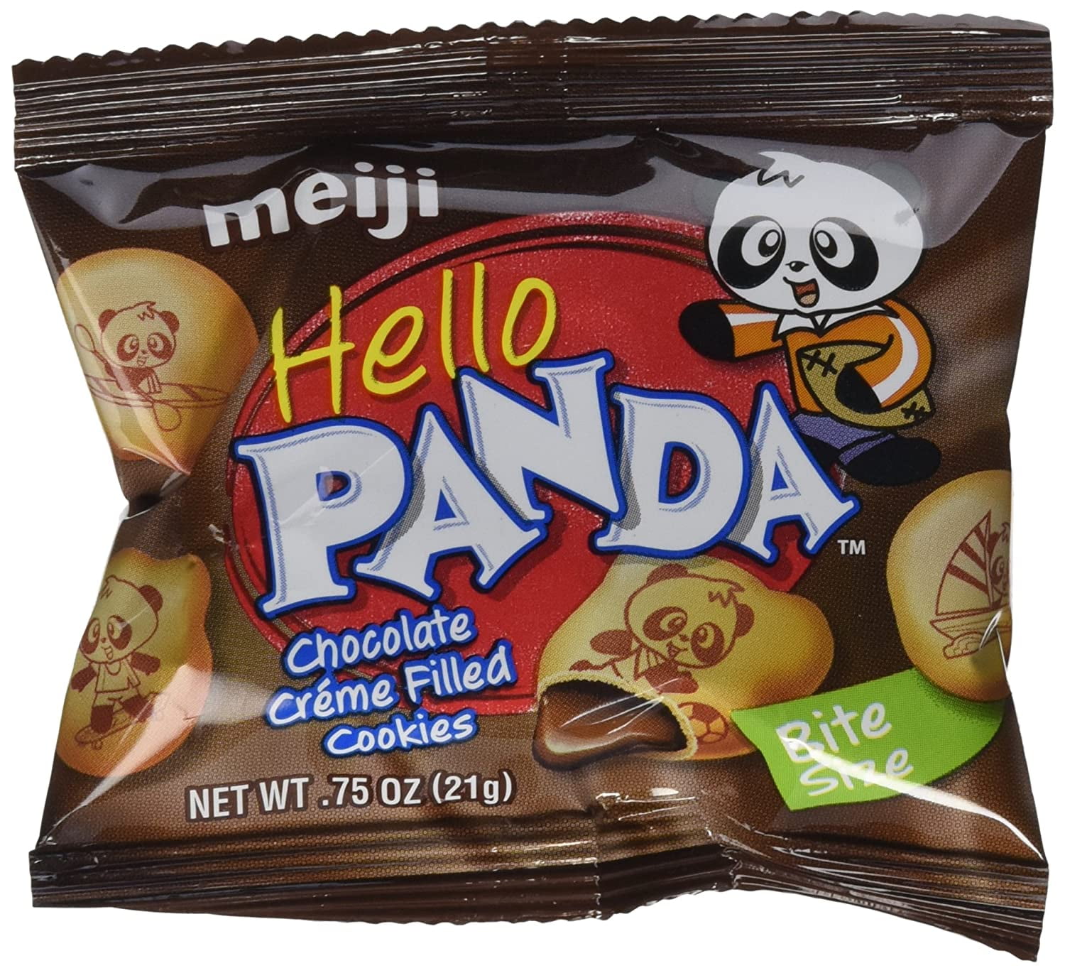 Meiji Hello Panda Chocolate Crème Filled Cookie Snacks, Bite Size