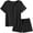 Black, variant on Pajamas Set Women's Short Sleeve 2 Piece PJ Sets V Neck Comfy Sleepwear Loungewear with Pockets Wine Red L