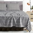 thumbnail image 6 of Sleepdown 100% Cotton Flannel Sheets Queen Size Bed Sheets Set with Deep Pockets, Brushed Flannel with Elastic Fitted Sheet Set, Soft & Cozy Sheets - 4 Piece Bedding and Pillowcase set - Grey Plaid, 6 of 7