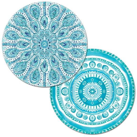 Wipe-Clean Round Reversible Shaped Placemats, Ocean Fantasy, Set of 2, Made in The USA