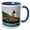 Blue/White, variant on 3drose, Castle Hill Lighthouse Behind a Rocky Shoal, 11oz Two-tone Red Mug