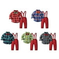 thumbnail image 7 of GYRATEDREAM Baby Boys Gentleman Suit Clothes, Flannel Plaid Shirt with Bowtie + Suspender Pants, 7 of 7