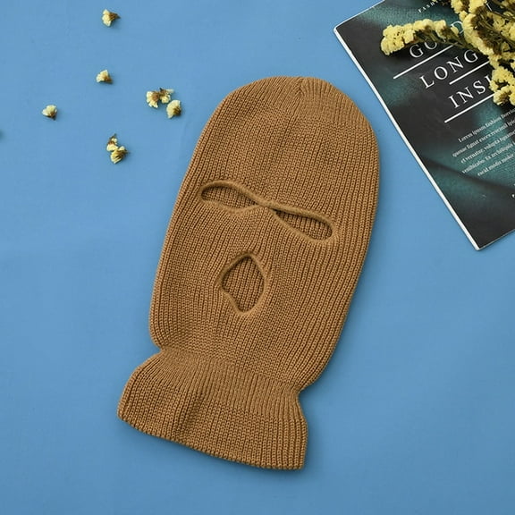 CoCopeanut Full Face Cover Ski Mask Hat 3 Holes Balaclava Army Tactical Windproof Knit Beanies Bonnet Winter Warm Unisex Caps Winter Hat