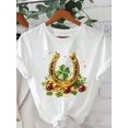 thumbnail image 2 of Women'S Casual Crew Neck T-Shirt, Saint Patrick'S Day Drawing Print, 100% Polyester Knit Fabric, Regular Length, All Seasons, 180g/m² - Festive Clothing, 2 of 7