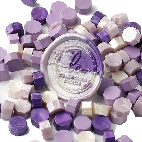 QualitChoice Retro octagonal wax color violet and beads for sealing wax Retro wax beads - wedding invitations, envelopes, packaging violets series