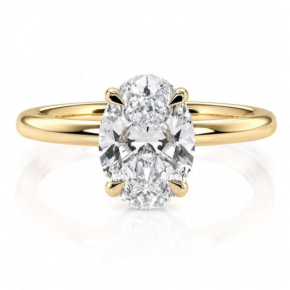 vylahjewellery Sparkling Oval Cut Moissanite Ring, Hidden Halo Engagement Ring for Women, Solitaire Proposal Ring