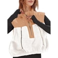 thumbnail image 4 of Sleeveless Fleece Sherpa Patchwork Vest Coat Women Winter Casual  Half Zipper Jacket Coat, 4 of 7