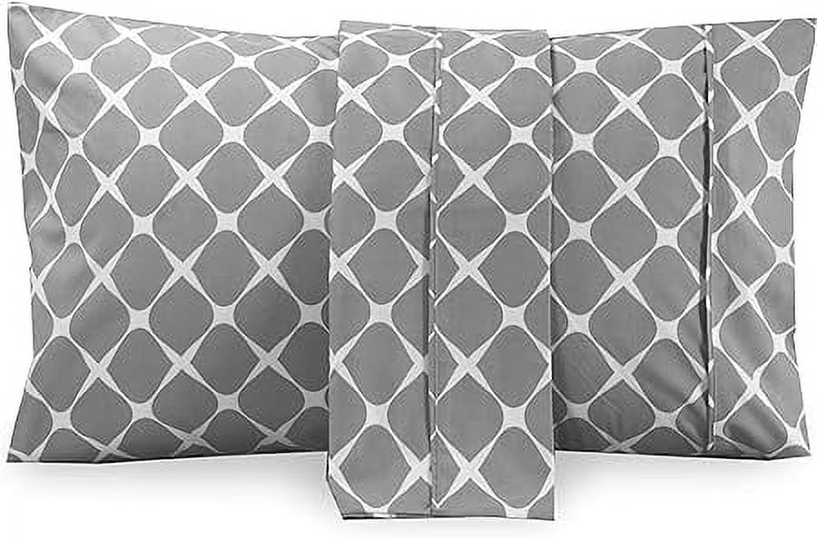 Elegant Comfort Bloomingdale Pattern Pillowcase Set, 1500 Series, 2-Piece, Super Soft, Wrinkle-Resistant, King Pillowcase, Gray
