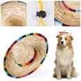 Pet Woven Straw Hat Pet Outfit For Dogs And Cats For Parties And Photo