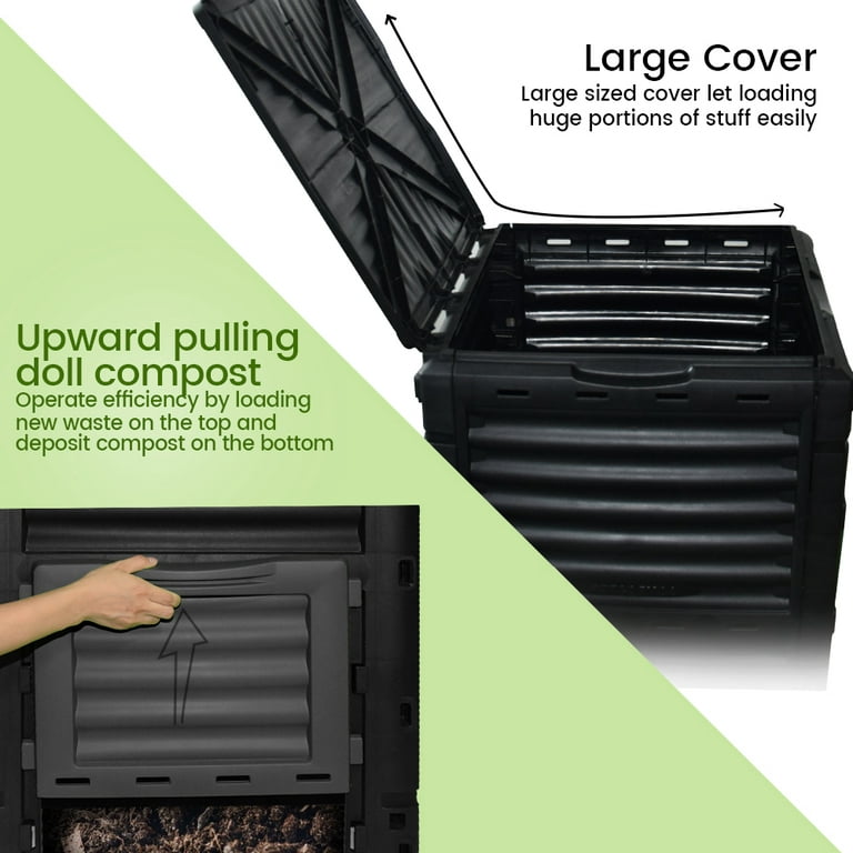 Large Compost Bin Outdoor, 143/190 Gal Composter – EJWOX Products Inc
