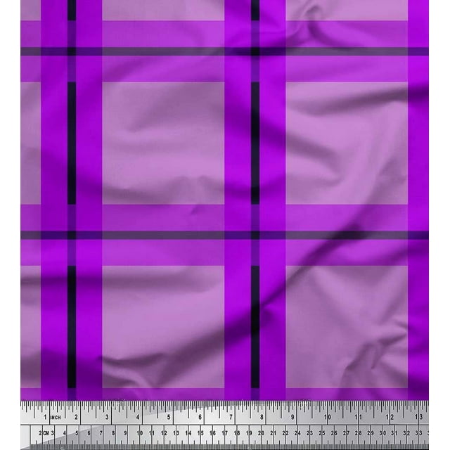 Soimoi Viscose Chiffon Fabric Check Check Decor Fabric Printed Yard 42 Inch Wide