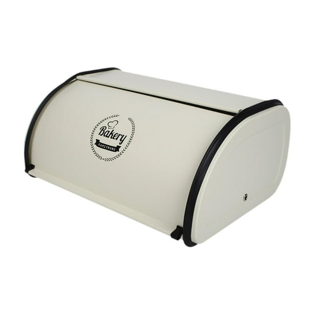 Panera con tapa enrollable, panera multiusos vintage para encimera de cocina. Blanco