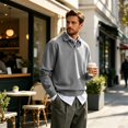 thumbnail image 3 of EANJE Polo Shirts for Men Long Sleeve Button Down Golf Shirt Fashion Casual Solid Color Collared T Shirts Tops Gray M, 3 of 7