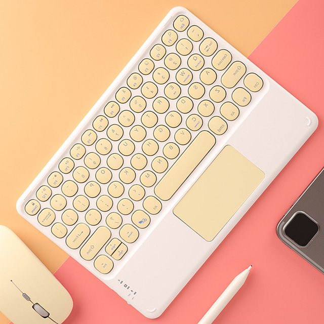 CHUANK Bluetooth Keyboard Round Cap Design Portable Wireless Keyboard with Touchpad for Android PC Tablet | Electronic Accessories Sale for Your Happy Life(Pink)